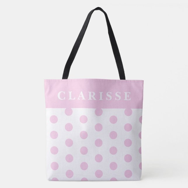 Personlig Feminin Chic Rosa & vit polka punkt Tygkasse (Framsida)