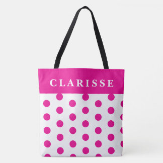 Personlig Feminin Shock rosa & Vit Polka dots Tygkasse