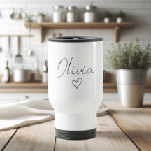 Personlig feminint resemugg med namn och hjärta