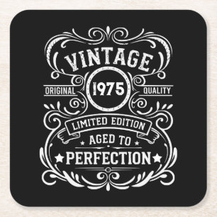 Personlig femtio vintagar 50:e födelsedagsfesten underlägg papper kvadrat