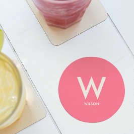 Personlig fest med rosa monogram underlägg papper rund