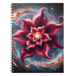 Personlig Festive Blommigt Poinsettia Galaxy Anteckningsbok
