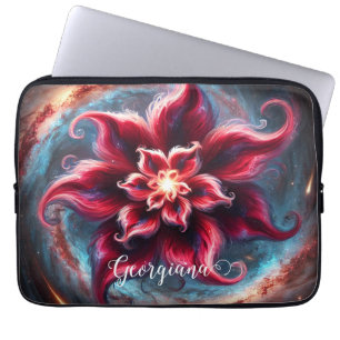 Personlig Festive Blommigt Poinsettia Galaxy Laptop Fodral