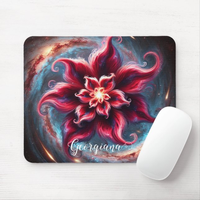 Personlig Festive Blommigt Poinsettia Galaxy Musmatta (Med mus)