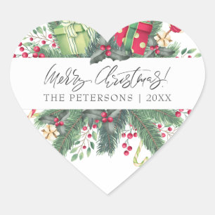 Personlig Festive God jul Decorative Hjärtformat Klistermärke