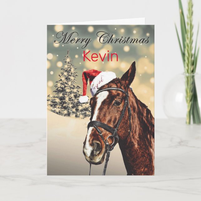 Personlig Festive God jul Horse Card Kort (Framsida)