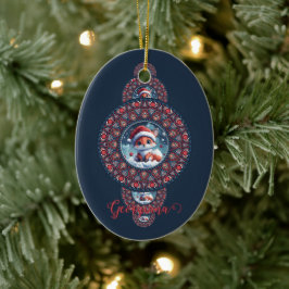 Personlig Festive Kawaii Fox Ornamental Mandala Julgransprydnad Keramik