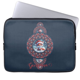 Personlig Festive Kawaii Fox Ornamental Mandala Laptop Fodral