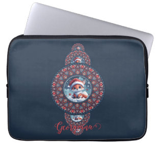 Personlig Festive Kawaii Fox Ornamental Mandala Laptop Fodral