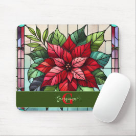 Personlig Festive Stached Glass Poinsettia Musmatta