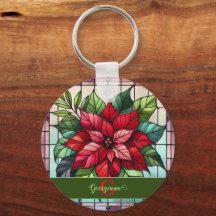Personlig Festive Stached Glass Poinsettia