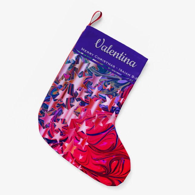 Personlig Festive Stars Liten Julstrumpa (Framsidan (Hängande))