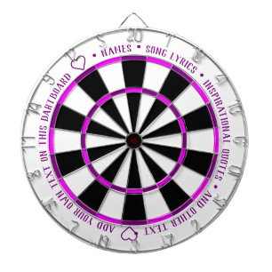 Personlig Fet Lila Fushia B&W Anpassningsbar Text Darttavla