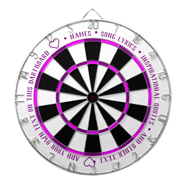Personlig Fet Lila Fushia B&W Anpassningsbar Text Darttavla (Framsidan)