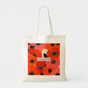 Personlig fet röd och rosa vallmo blomsterdesign tygkasse
