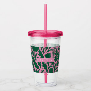 Personlig fet rosa botanisk blomster namn gåva take away mugg