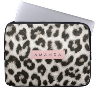 Personlig fet svart & vit leopardtryck laptop fodral