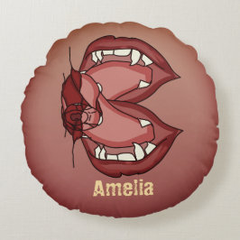 Personlig Fierce Expression of a Vampire's Fang Rund Kudde