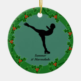 Personlig figur skater dansar på is julgransprydnad keramik