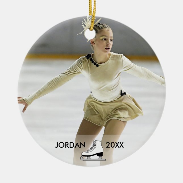 Personlig Figur Skating Skater Namn jul Julgransprydnad Keramik (Framsidan)