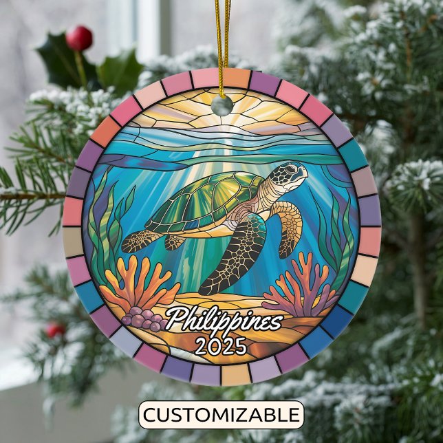 Personlig Filippinerna Ornament, Sea Turtle Julgransprydnad Keramik (Skapare uppladdad)