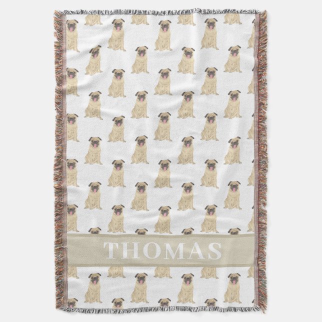 Personlig filt för mopsvalpar (Framsidan Vertikal)