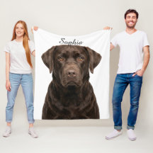 Personlig filt med chokladbrun labrador och foton