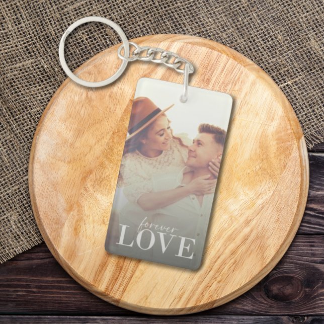 Personlig Filterfoto och textomvänd (Personalised Filter Photo Forever Love Romantic Elegant Keychain)