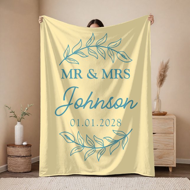 Personlig filttajta för fru, make eller nygifta fleecefilt (Custom Wedding Blanket Gift – Personalized Throw for Couples, Husband or Wife)