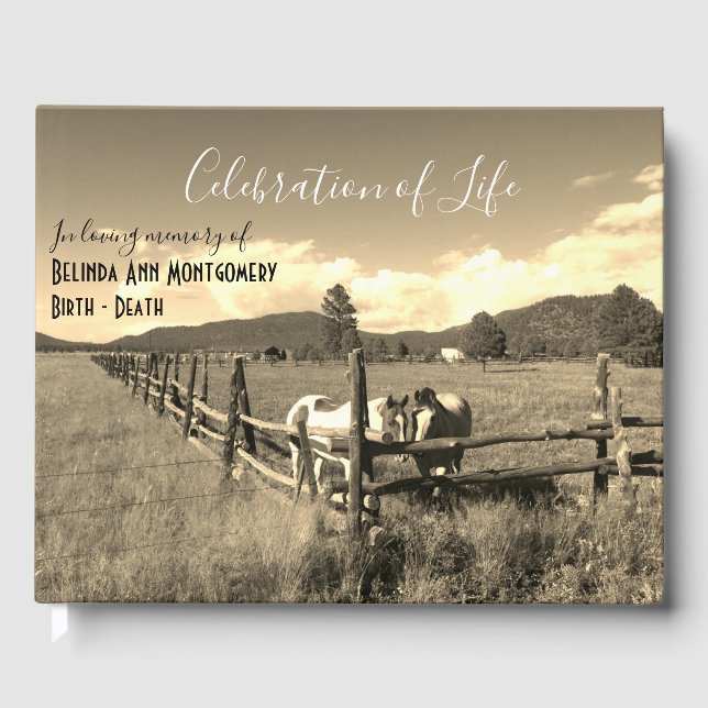 Personlig Firande av Life Sepia-hästar Gästböcker (Framsida)