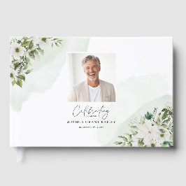 Personlig firande av livstecken Blommig Foto Gästböcker