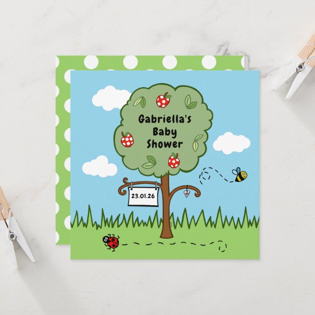 Personlig Firande babyskor Träd Inbjudan (Fram/Back In Situ)