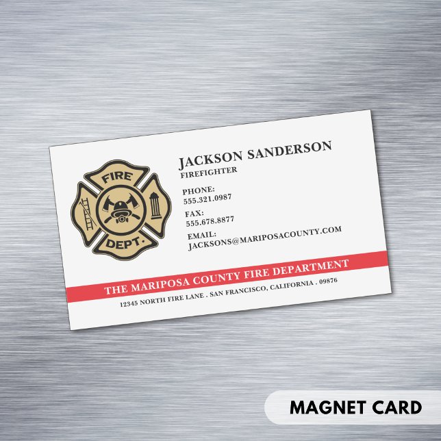 Personlig Fire Department Firefighter Logotyp Magnetiska Visitkort (Personalized Fire Department Firefighter Logo Business Card Magnet)