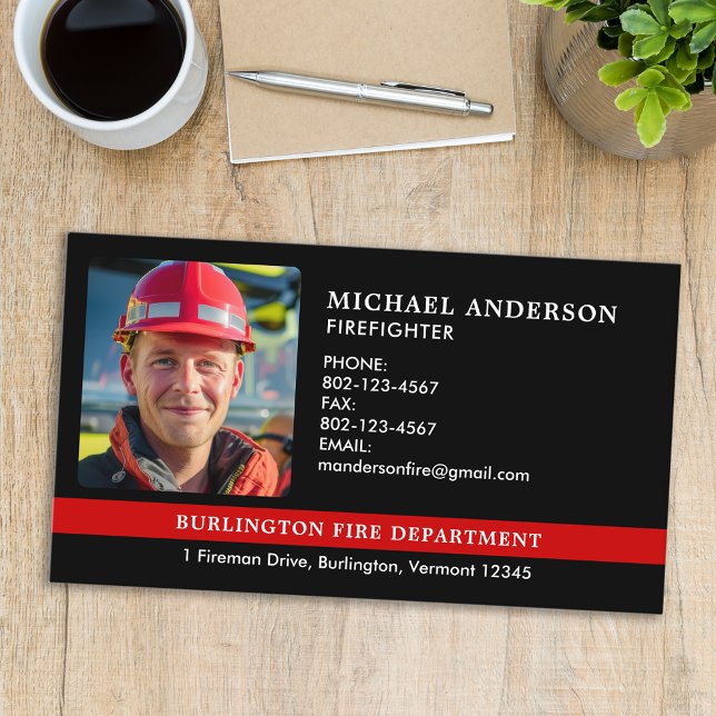 Personlig Fire Department Firefighter Photo Visitkort (Skapare uppladdad)
