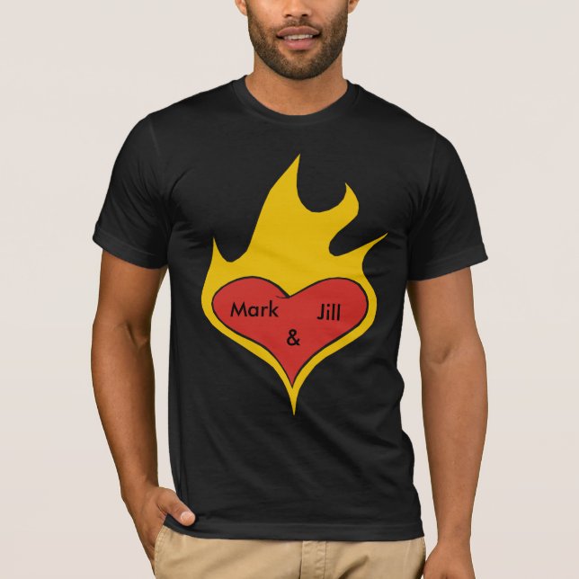 Personlig Fire Heart Shirt Tee Shirt (Framsida)