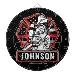 Personlig Firefighter Fire Dept Patriotic Flagga Darttavla