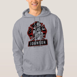 Personlig Firefighter Fire Dept Patriotic Flagga Hoodie