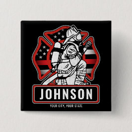 Personlig Firefighter Fire Dept Patriotic Flagga Knapp
