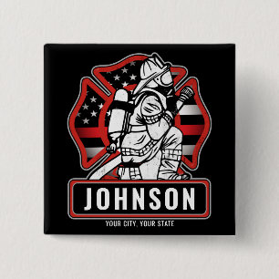 Personlig Firefighter Fire Dept Patriotic Flagga Knapp