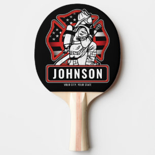Personlig Firefighter Fire Dept Patriotic Flagga Pingisracket