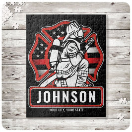 Personlig Firefighter Fire Dept Patriotic Flagga Pussel