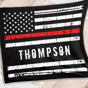 Personlig Firefighter Flagga Thin Red Line Fleecefilt