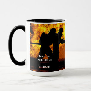 Personlig Firefighter Flames Mugg