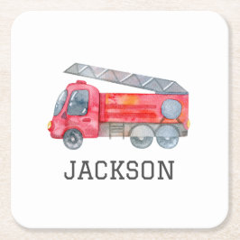 Personlig Firefighter födelsedagsfest Underlägg Papper Kvadrat