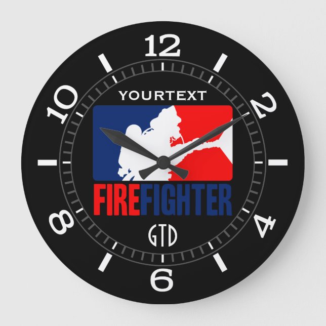 Personlig Firefighter Headliner Dial på en Stor Klocka (Framsida)