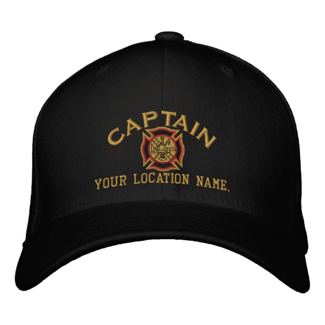 Personlig Firefighter Kapten Cap Embroidery Broderad Keps (Framsida)