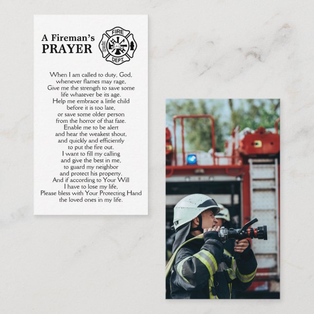 Personlig Firefighter Maltese Fireman's Prayer Visitkort (Fram/baksida)