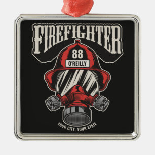 Personlig Firefighter Mask Fire Dept Helmet Julgransprydnad Metall