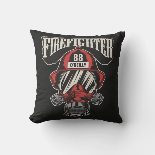 Personlig Firefighter Mask Fire Dept Helmet Kudde (Framsida)