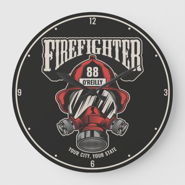 Personlig Firefighter Mask Fire Dept Helmet  Stor Klocka (Framsida)